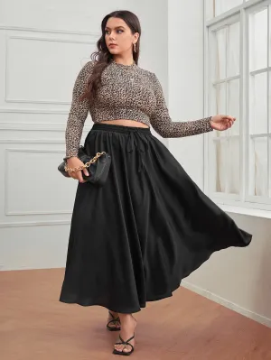 Plain Knot Long Plus Size Skirt