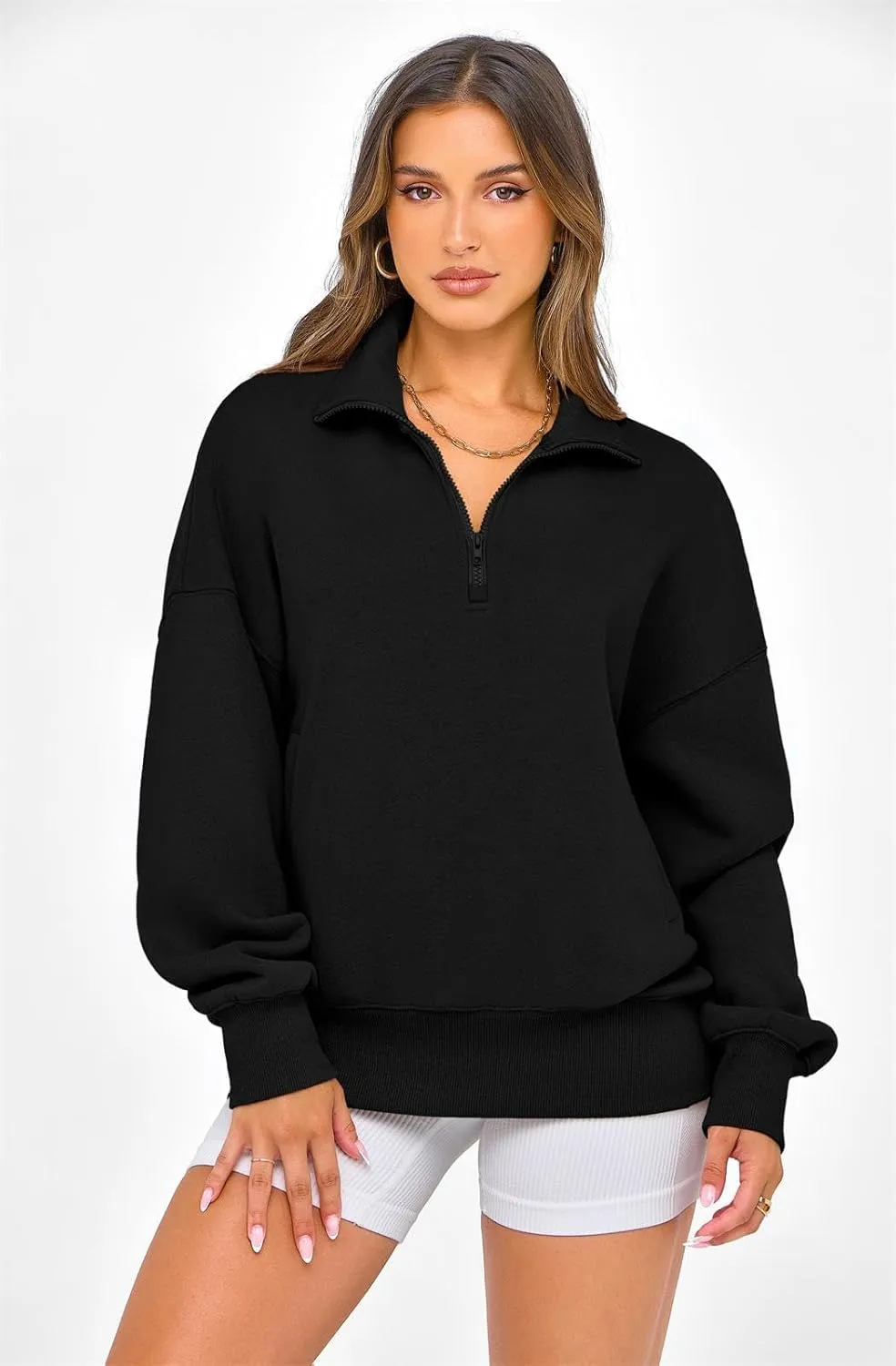 PRETTYGARDEN Womens Half Zip Sweatshirts Fleece Hoodies 2024 Trendy Long Sleeve Pullover Tops Fall Winter Outfits with Pocket