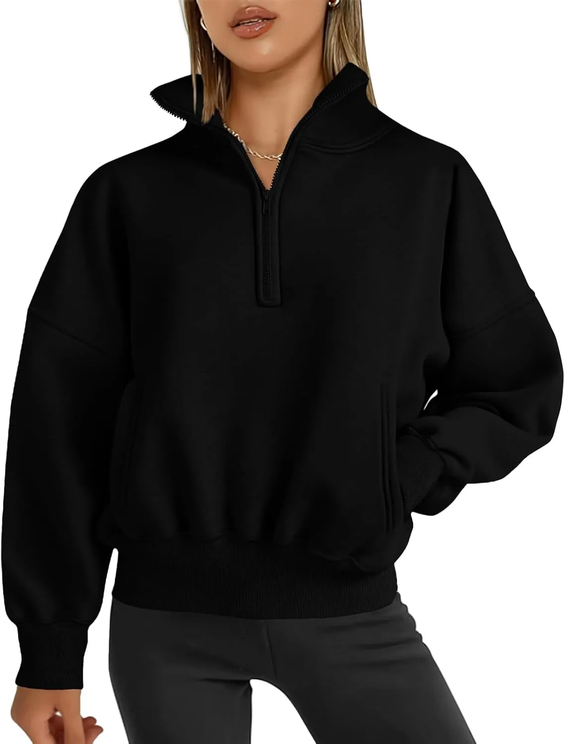 PRETTYGARDEN Womens Half Zip Sweatshirts Fleece Hoodies 2024 Trendy Long Sleeve Pullover Tops Fall Winter Outfits with Pocket