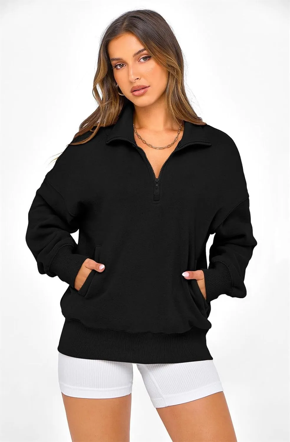 PRETTYGARDEN Womens Half Zip Sweatshirts Fleece Hoodies 2024 Trendy Long Sleeve Pullover Tops Fall Winter Outfits with Pocket