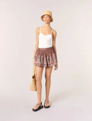Printed mini skirt with rhinestones