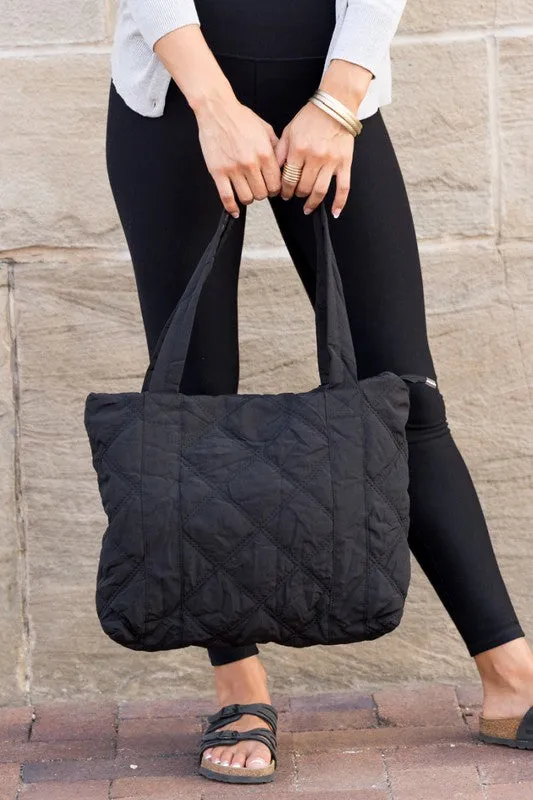 Puffed Quilted Design Tote Bag