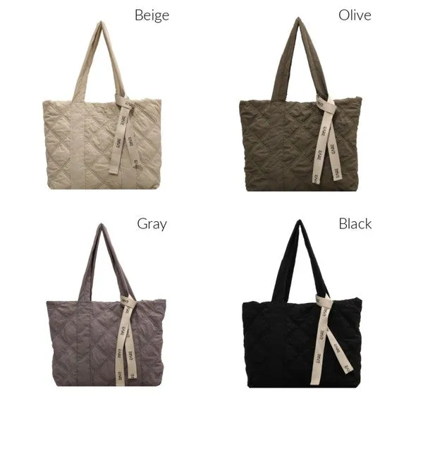 Puffed Quilted Design Tote Bag