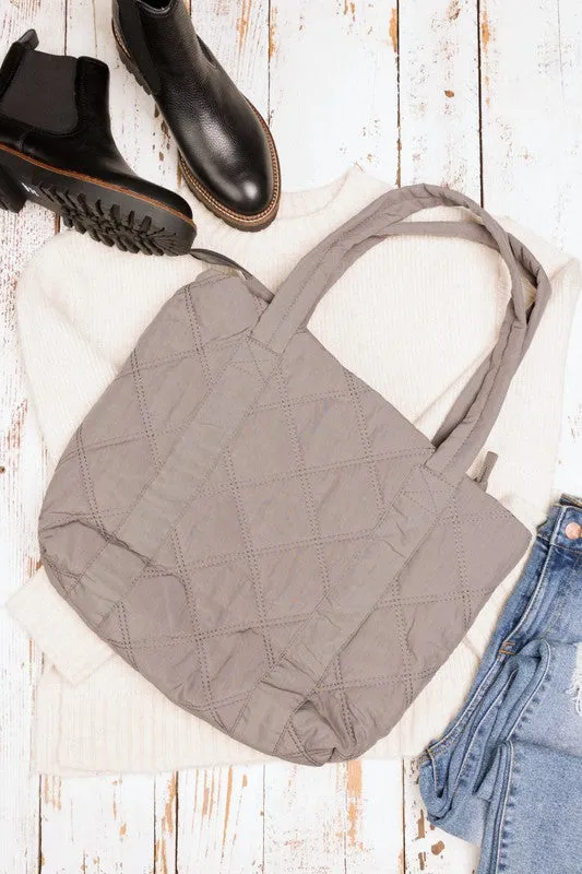 Puffed Quilted Design Tote Bag