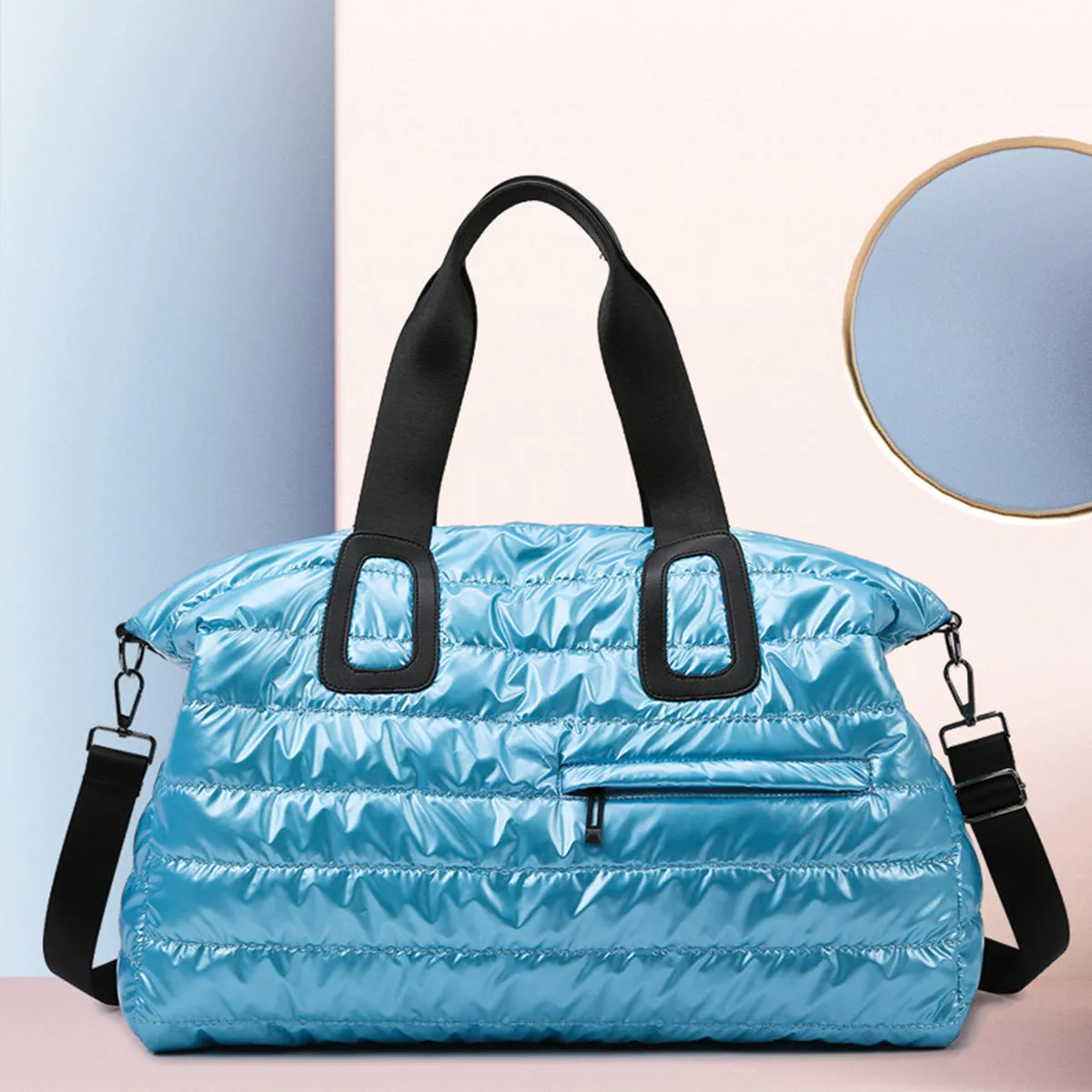 Quilted Nylon Oversize Travel Bag- 5 Color Options