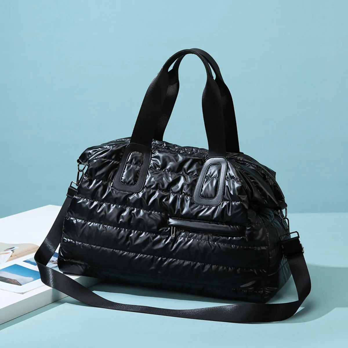 Quilted Nylon Oversize Travel Bag- 5 Color Options