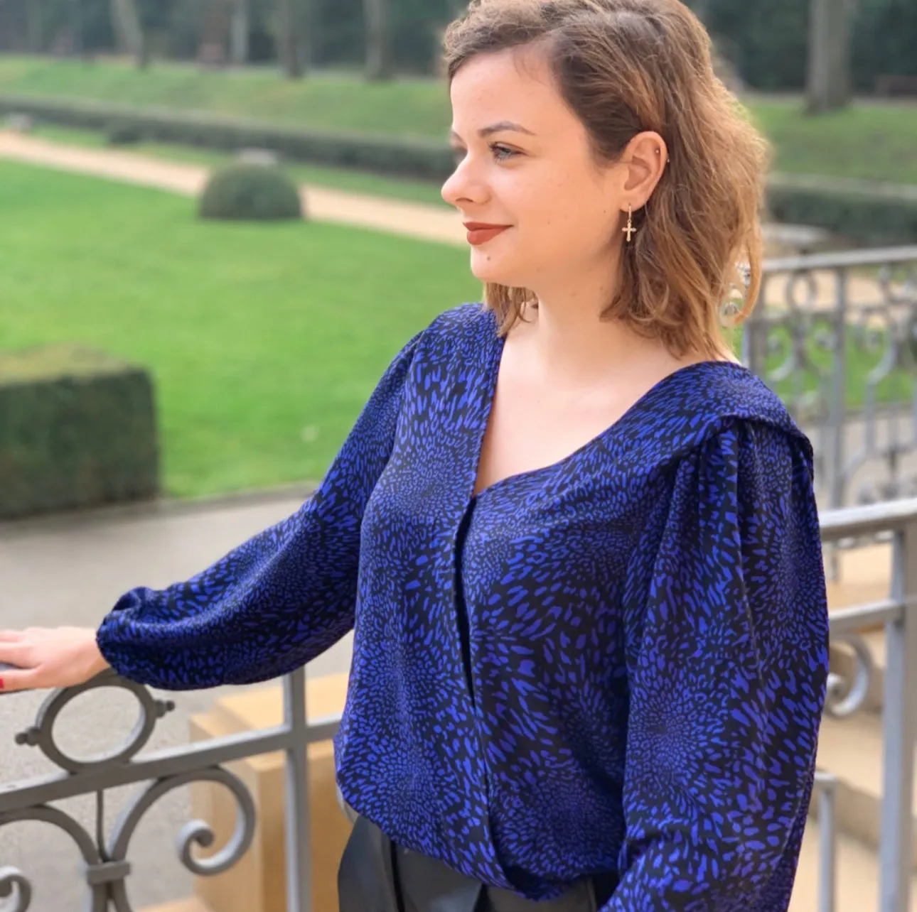 REMNANT 2.89 Metres - My Dress Made - Cobalt Animal Print Viscose Crepe Fabric