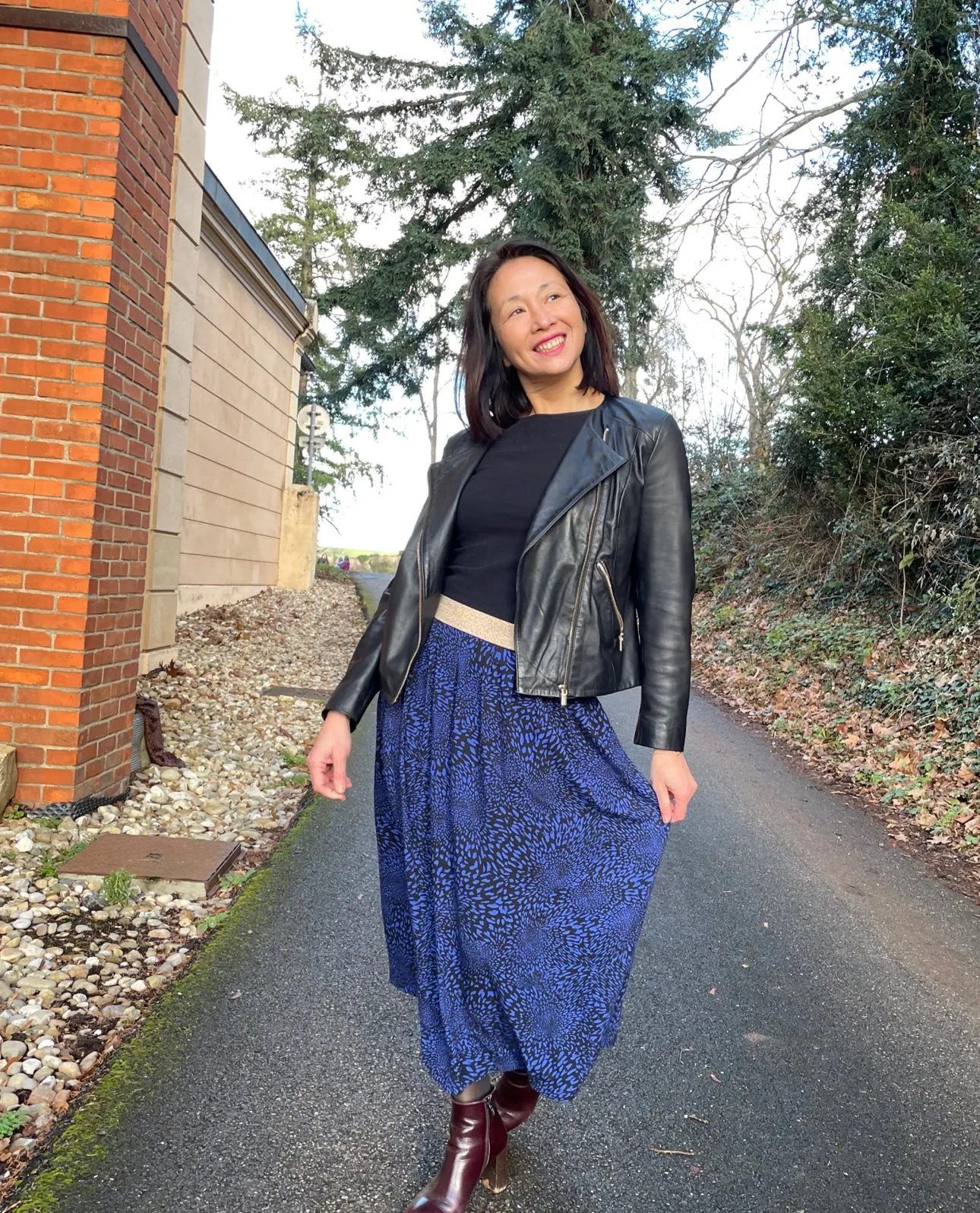 REMNANT 2.89 Metres - My Dress Made - Cobalt Animal Print Viscose Crepe Fabric