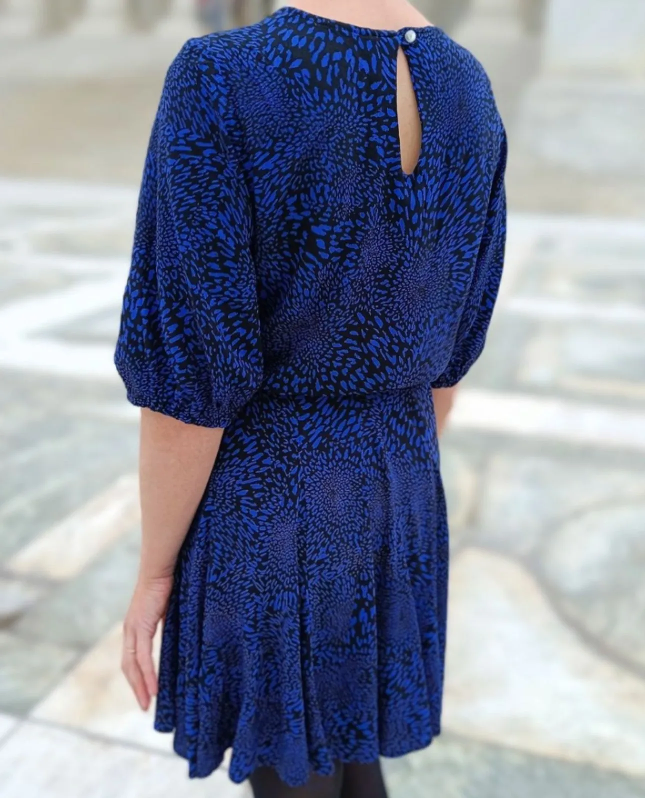 REMNANT 2.89 Metres - My Dress Made - Cobalt Animal Print Viscose Crepe Fabric