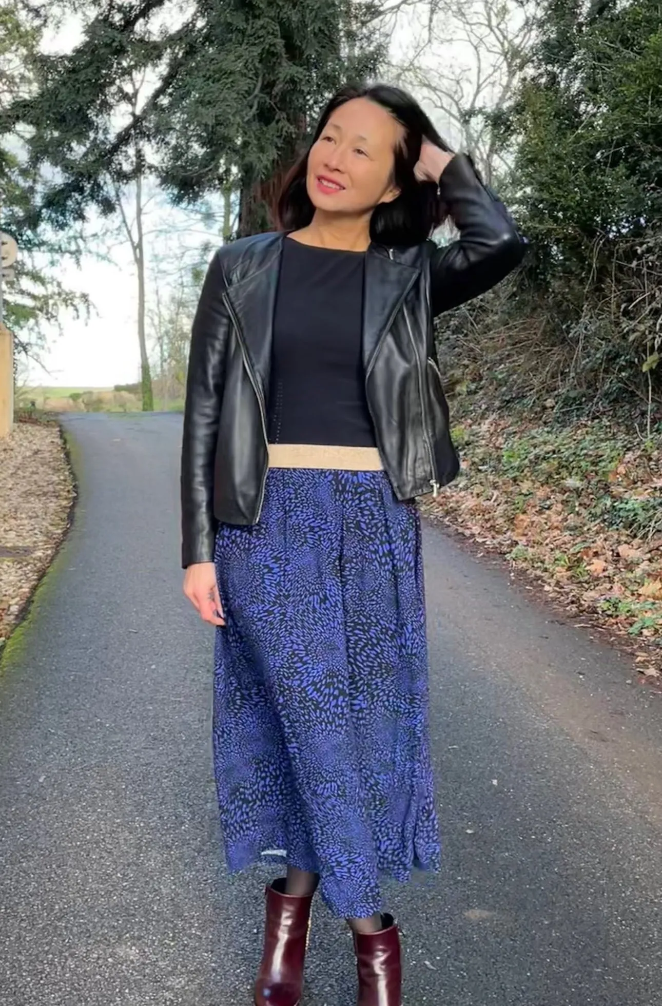 REMNANT 2.89 Metres - My Dress Made - Cobalt Animal Print Viscose Crepe Fabric