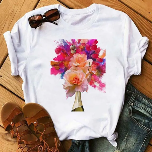 Round Neck Loose Fit Cropped T-shirt - GlamzLife