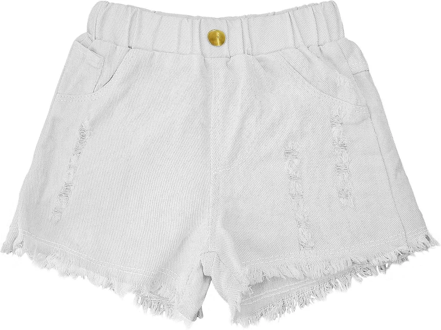 SEAUR Girls Ripped Raw Hem Denim Shorts Elastic Waist Straight Leg Jean Shorts Casual Summer Skort