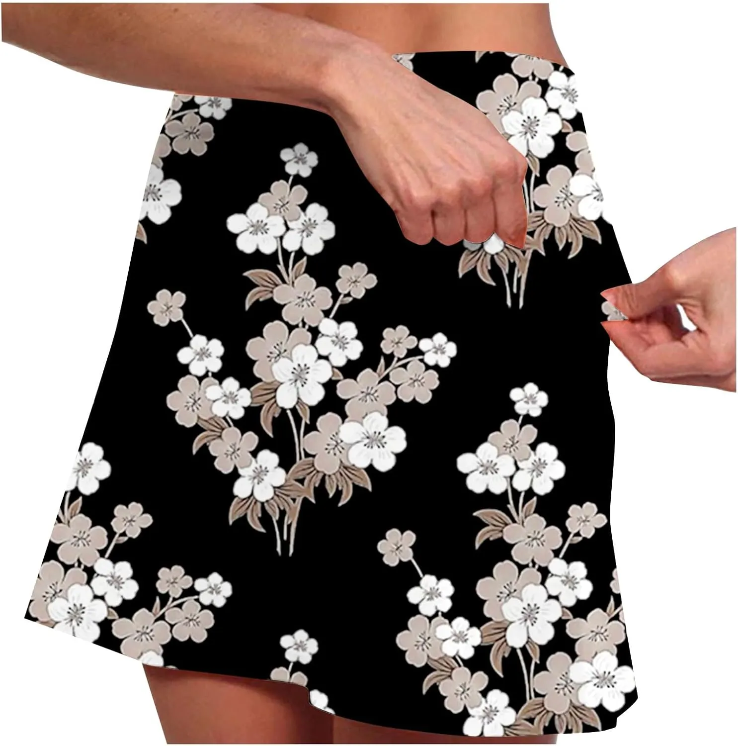Skorts for Women 2 in 1 Casual Stretchy Summer Sports Shorts Lightweight Comfortable Breathable Skirts with Pockets