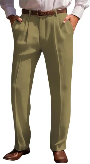 Slim Fit Linen Pants for Men Business Casual Trousers Stretch Comfortable Summer Office Travel Dress Pants