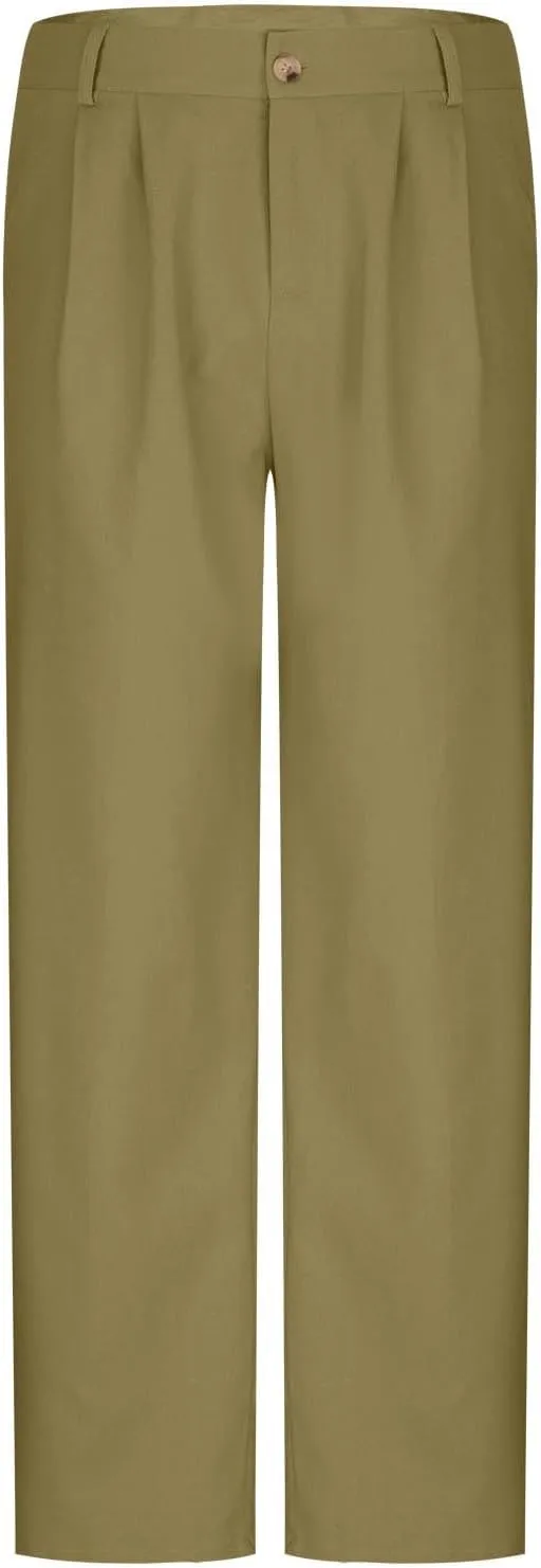 Slim Fit Linen Pants for Men Business Casual Trousers Stretch Comfortable Summer Office Travel Dress Pants