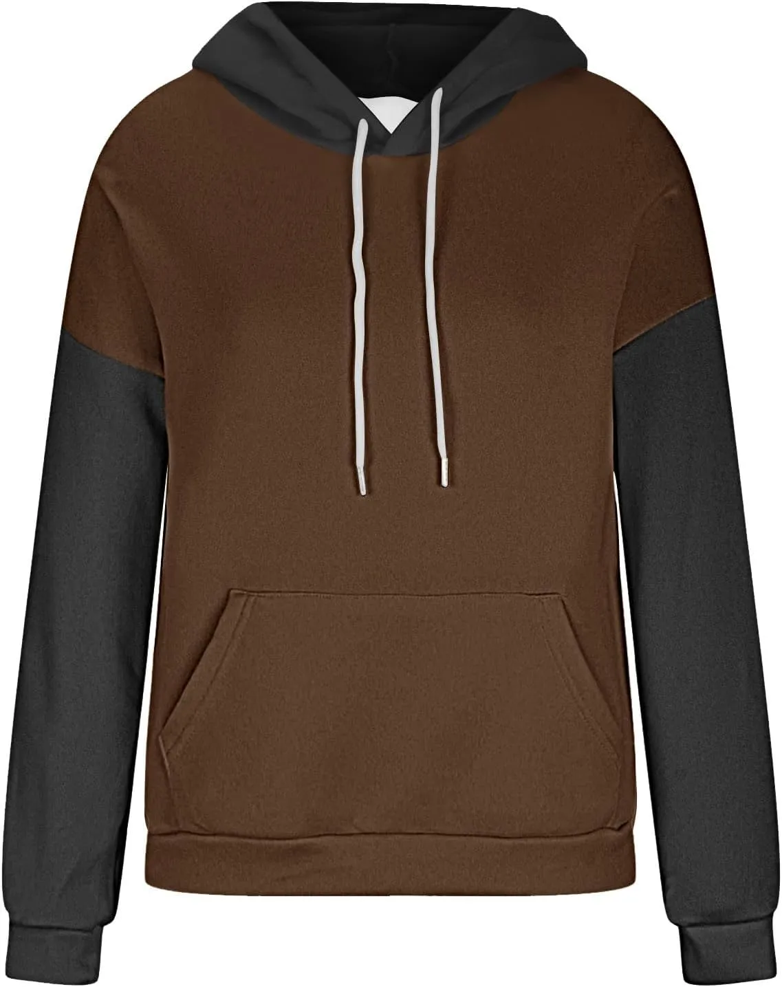 Sweatshirts for Women Oversized Drawstring Color Block Hoodies Spring Trendy Long Sleeve Pullover Tops with Pocket