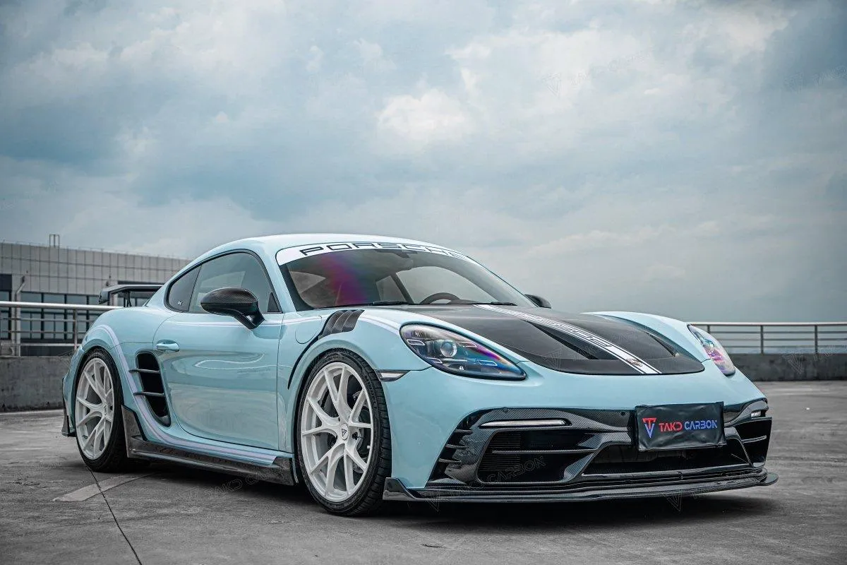 TAKD Carbon Side Skirts for Porsche 718 Cayman / Boxster / GTS / GT4 / Spyder Carbon Fiber