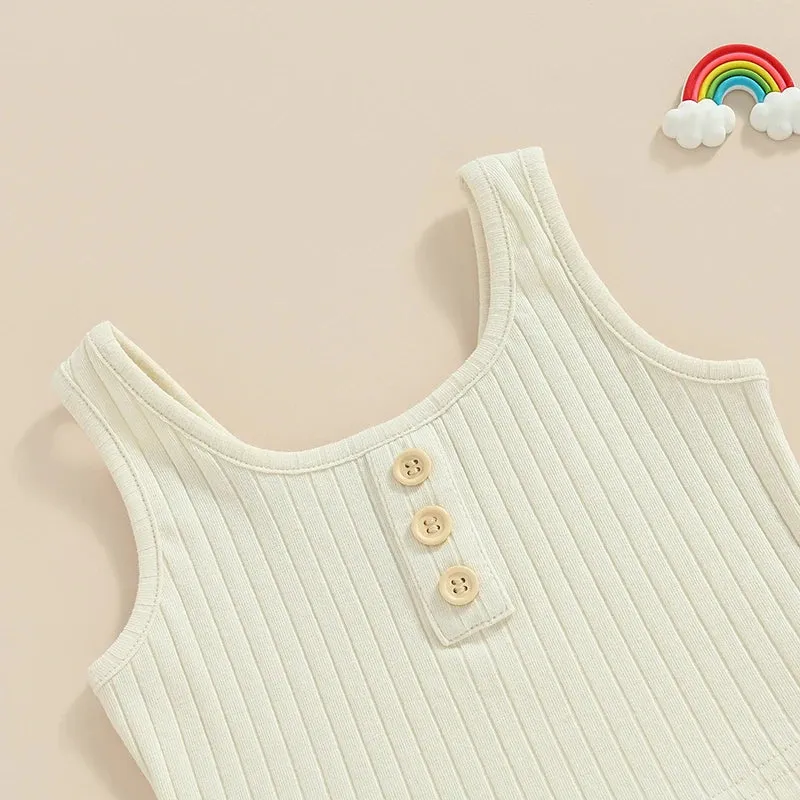 The Lila Cotton Knit Ribbed Lounge & Pj Outfit for Toddler & Little Girls