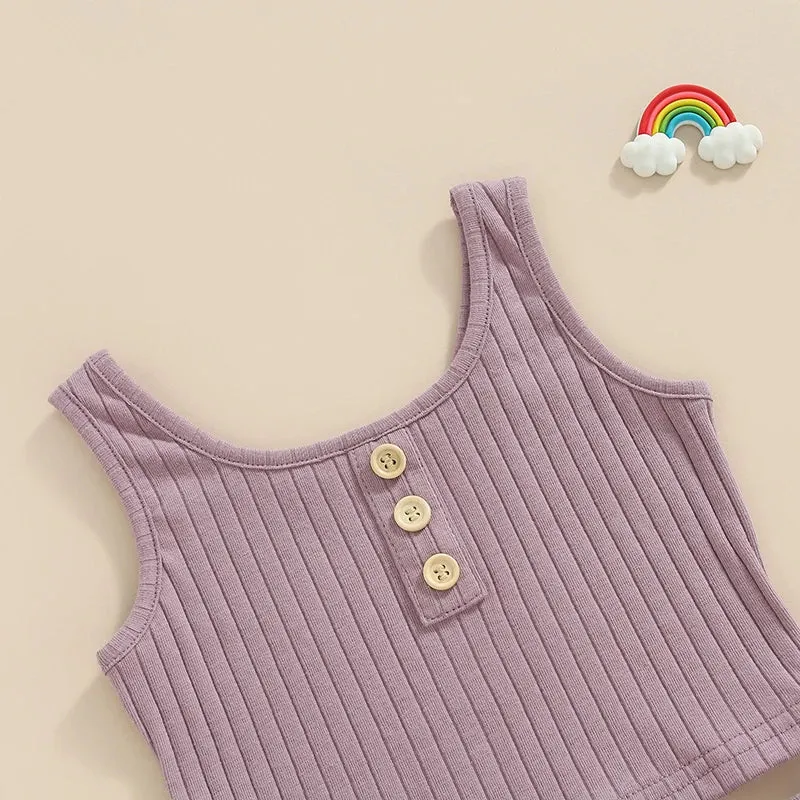 The Lila Cotton Knit Ribbed Lounge & Pj Outfit for Toddler & Little Girls