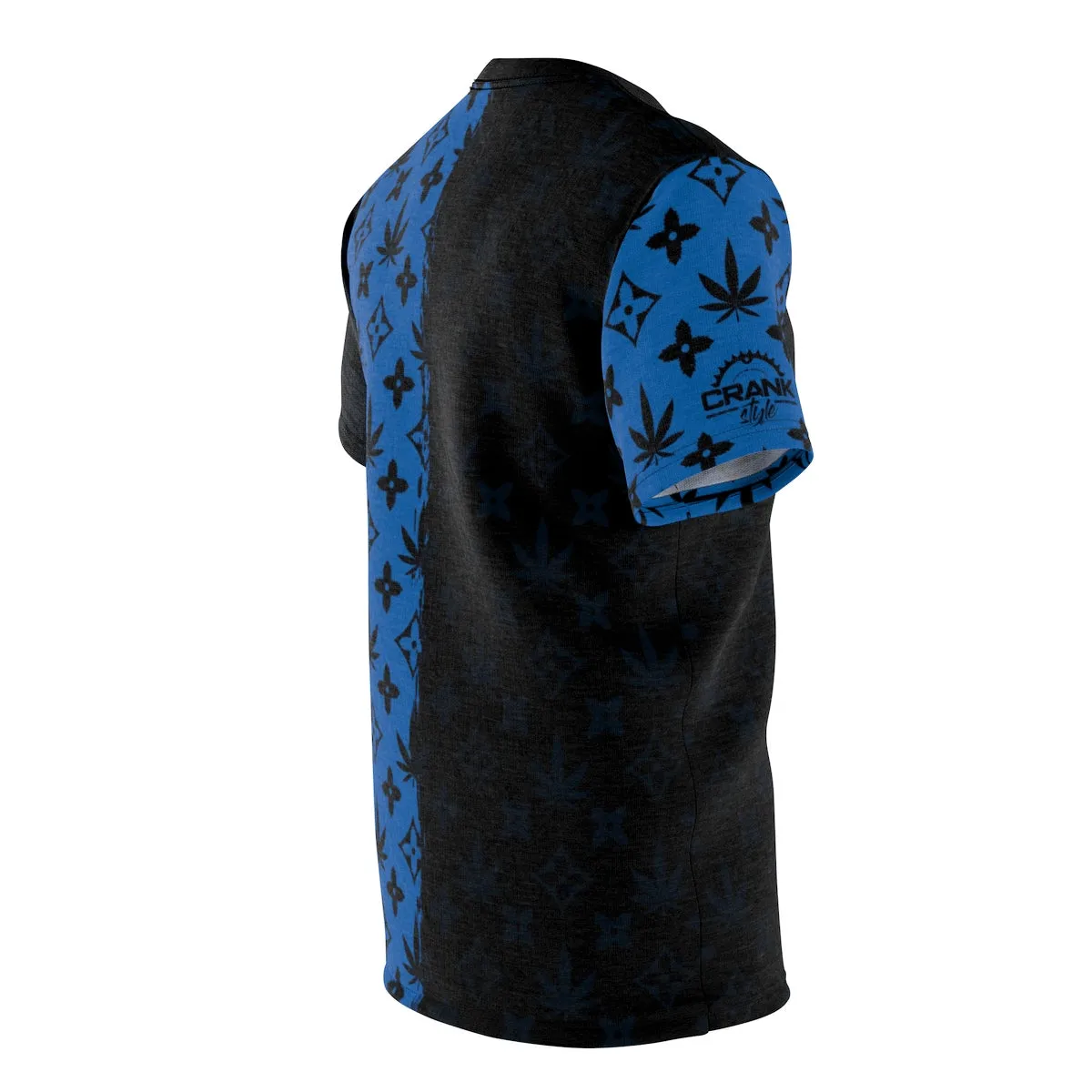 Trendy Blue & Black Cannabis leaf Pattern MTB Jersey