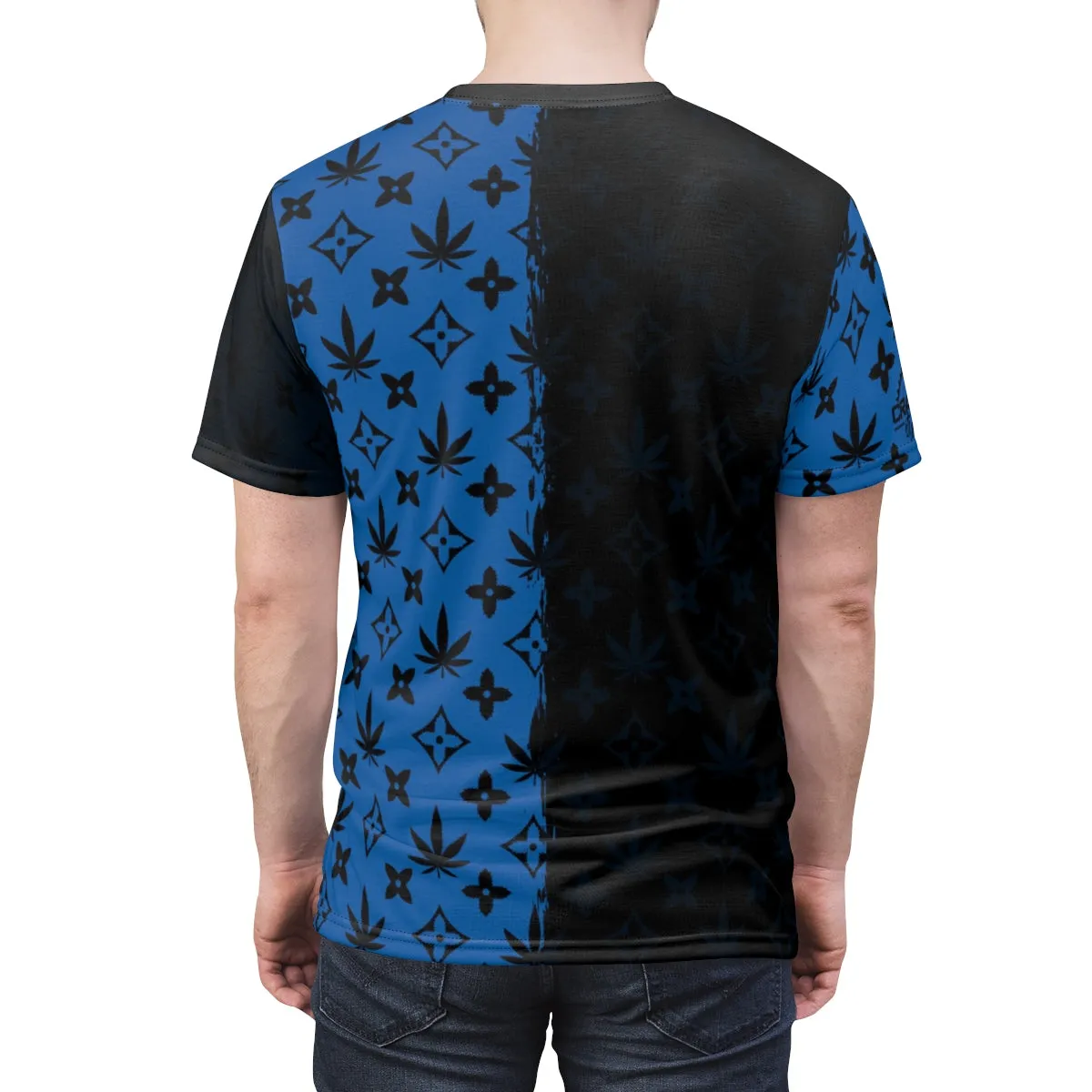 Trendy Blue & Black Cannabis leaf Pattern MTB Jersey