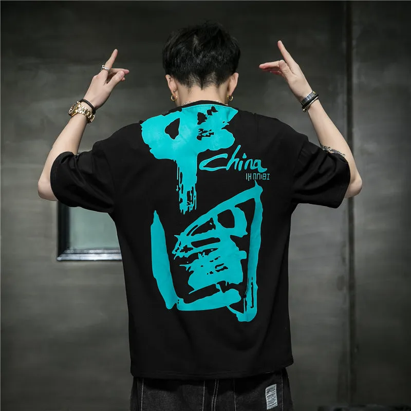 Trendy T-Shirt INS Loose Regular Round-Neck Summer Teens Pattern T-Shirt