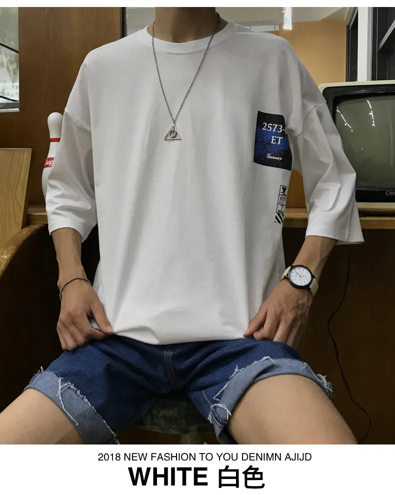Trendy T-Shirt INS Loose Regular Round-Neck Summer Teens Pattern T-Shirt