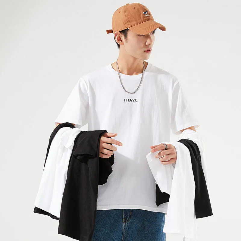 Trendy T-Shirt INS Loose Regular Round-Neck Summer Teens Pattern T-Shirt