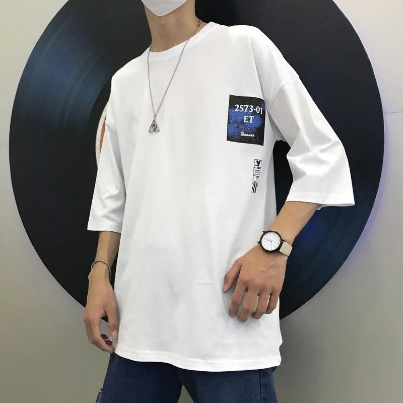 Trendy T-Shirt INS Loose Regular Round-Neck Summer Teens Pattern T-Shirt