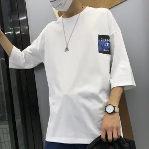 Trendy T-Shirt INS Loose Regular Round-Neck Summer Teens Pattern T-Shirt