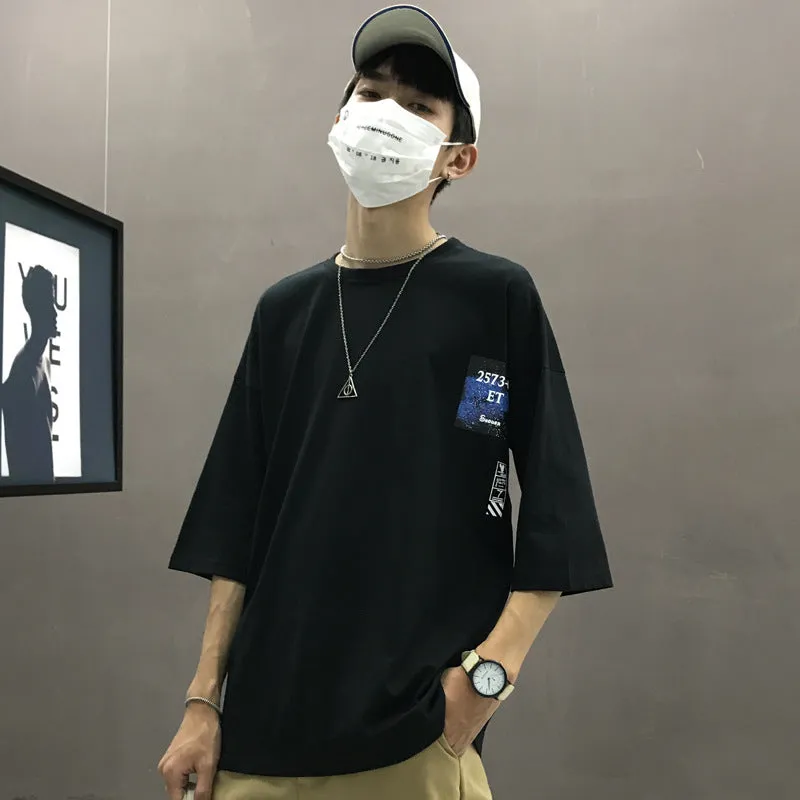 Trendy T-Shirt INS Loose Regular Round-Neck Summer Teens Pattern T-Shirt