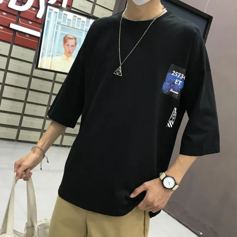 Trendy T-Shirt INS Loose Regular Round-Neck Summer Teens Pattern T-Shirt