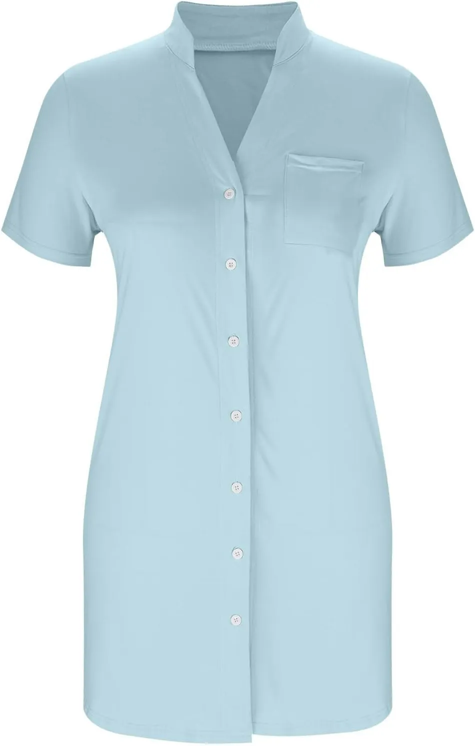Tunic Dress for Women Button Down V Neck Short Sleeve Dresses Lounge Classic Pure T-Shirts Dress Outfits