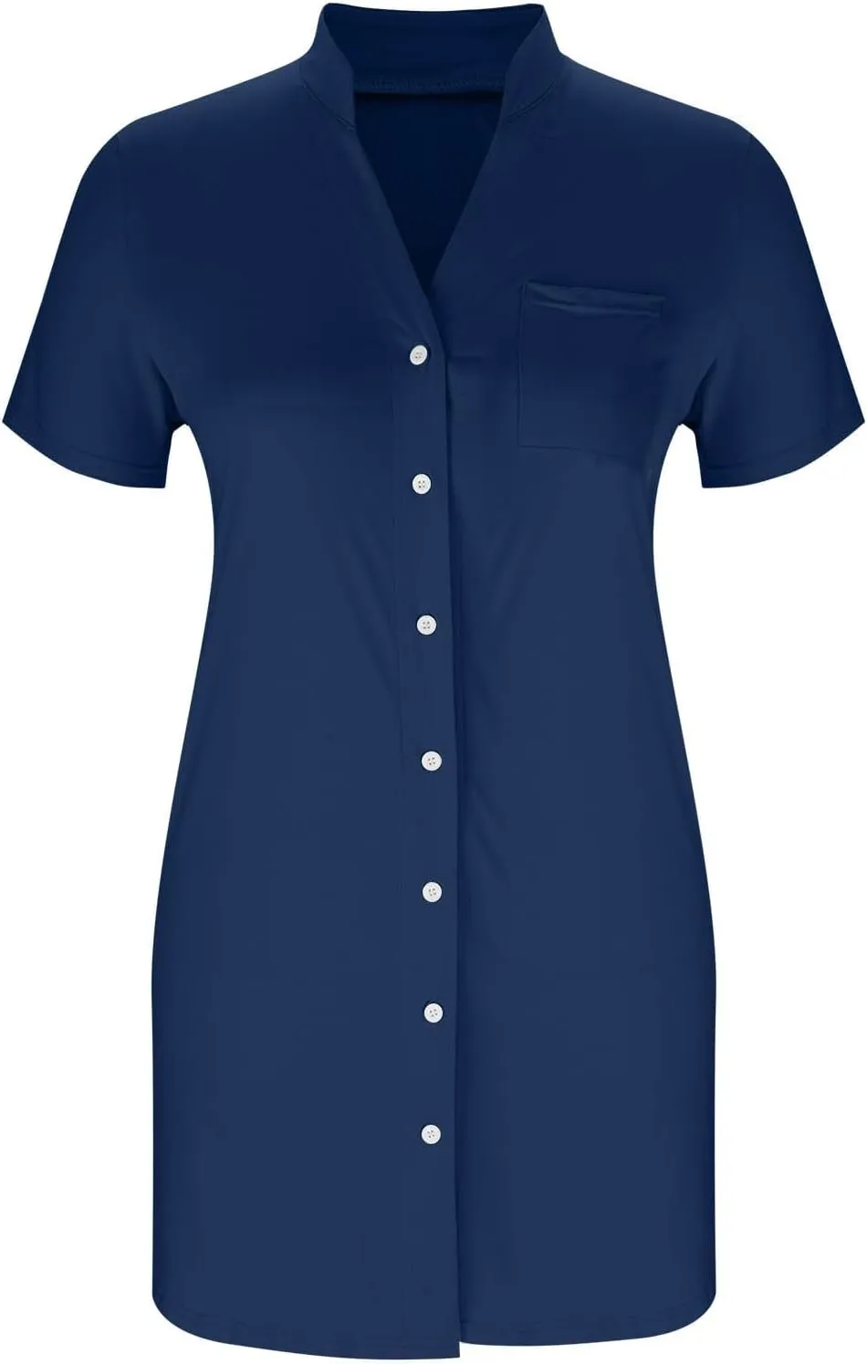 Tunic Dress for Women Button Down V Neck Short Sleeve Dresses Lounge Classic Pure T-Shirts Dress Outfits