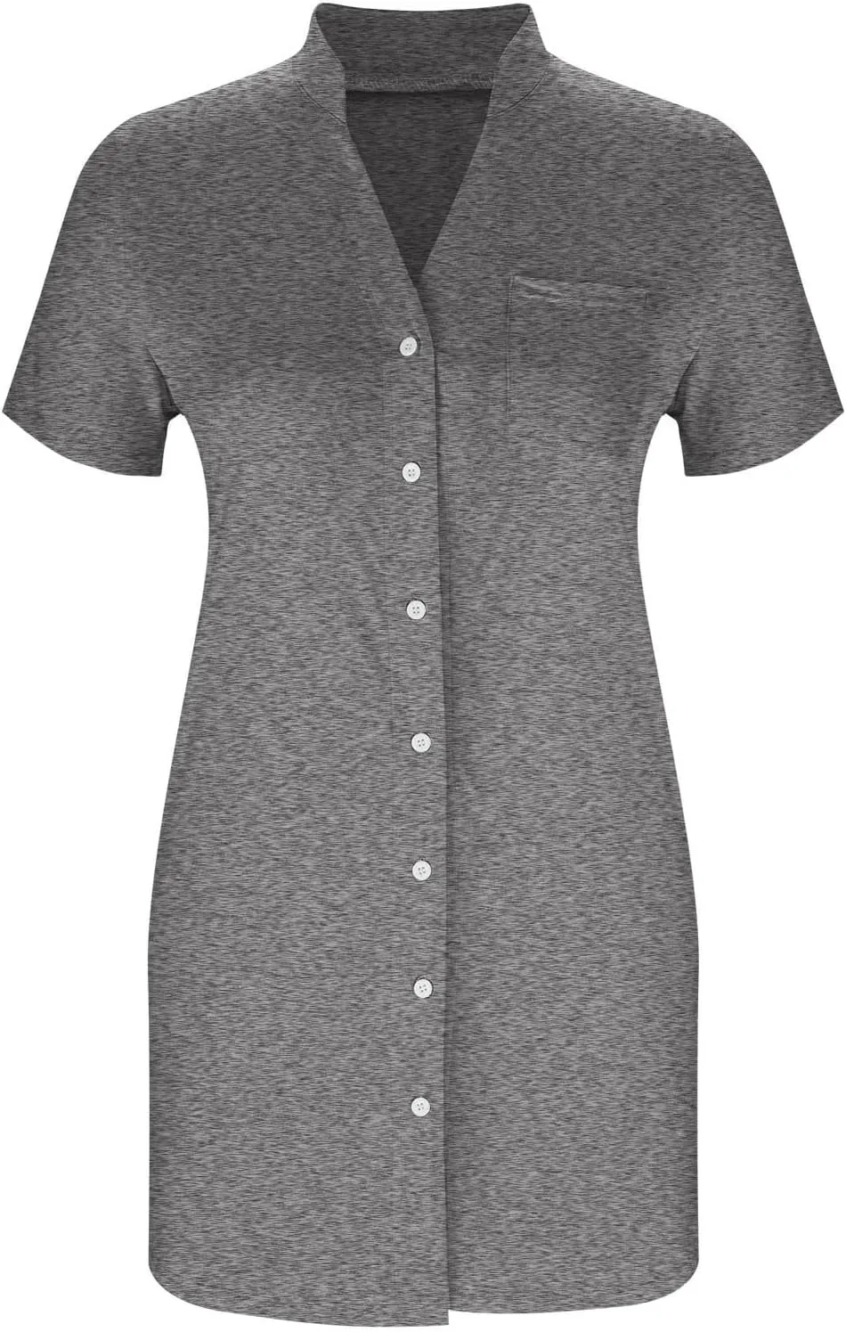 Tunic Dress for Women Button Down V Neck Short Sleeve Dresses Lounge Classic Pure T-Shirts Dress Outfits
