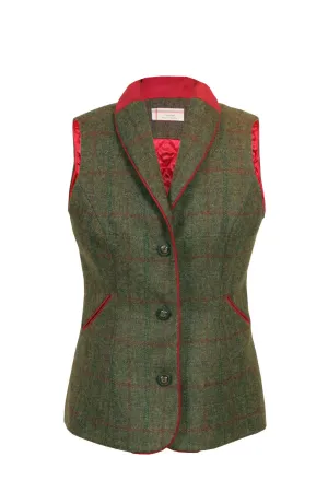 Tweed Waistcoat Green and Red