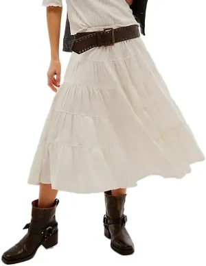 UAURORAO Women Casual Pleated Maxi Skirts High Elastic Waist Tiered Flowy Long Skirts Summer Beach Swing Midi Skirts