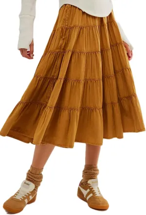 UAURORAO Women Casual Pleated Maxi Skirts High Elastic Waist Tiered Flowy Long Skirts Summer Beach Swing Midi Skirts