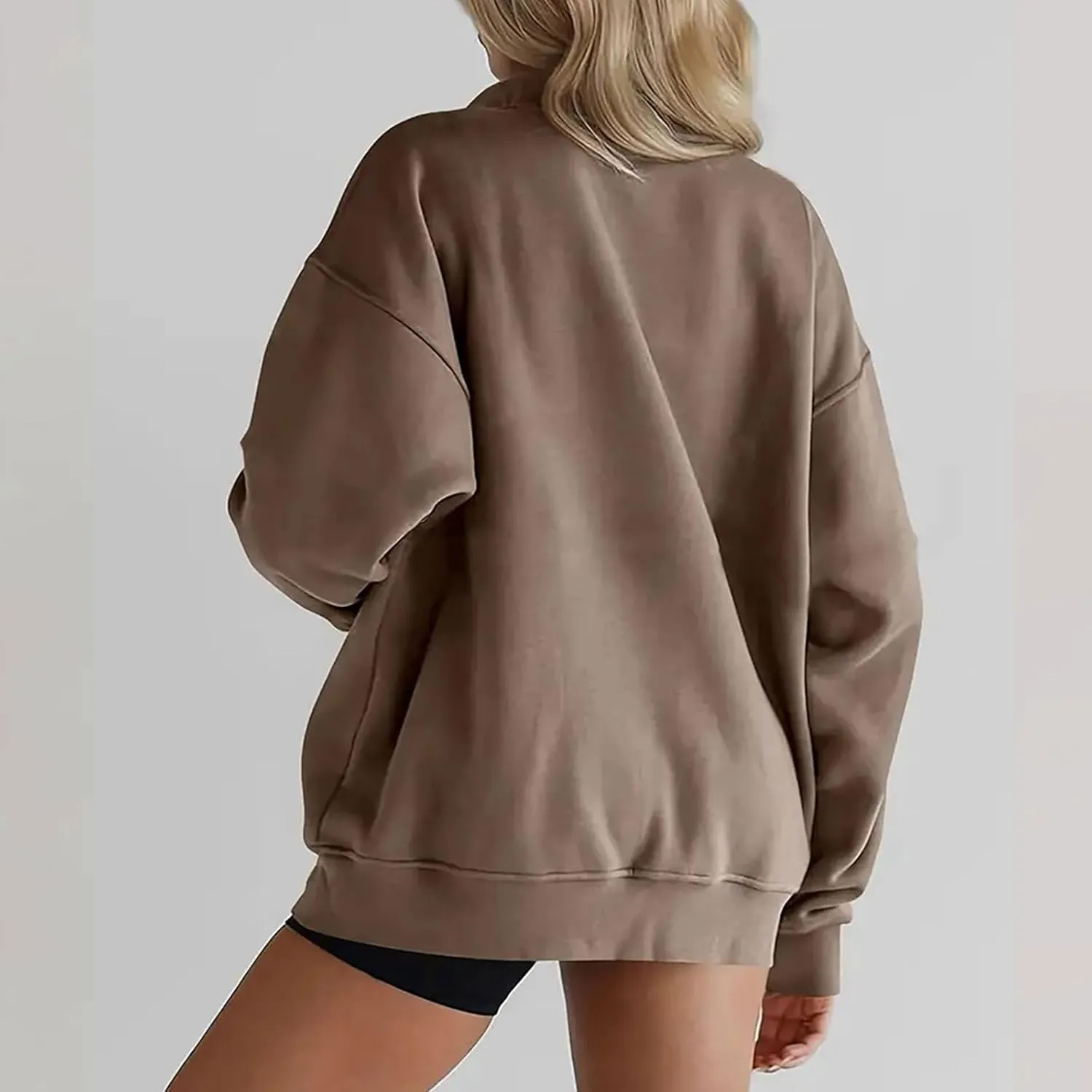 Women Fleece Half Zip Pullover Comfy Oversized Sweatshirt Trendy 1/4 Zip Up Hoodie Casual Fall Sweaters with Pockets