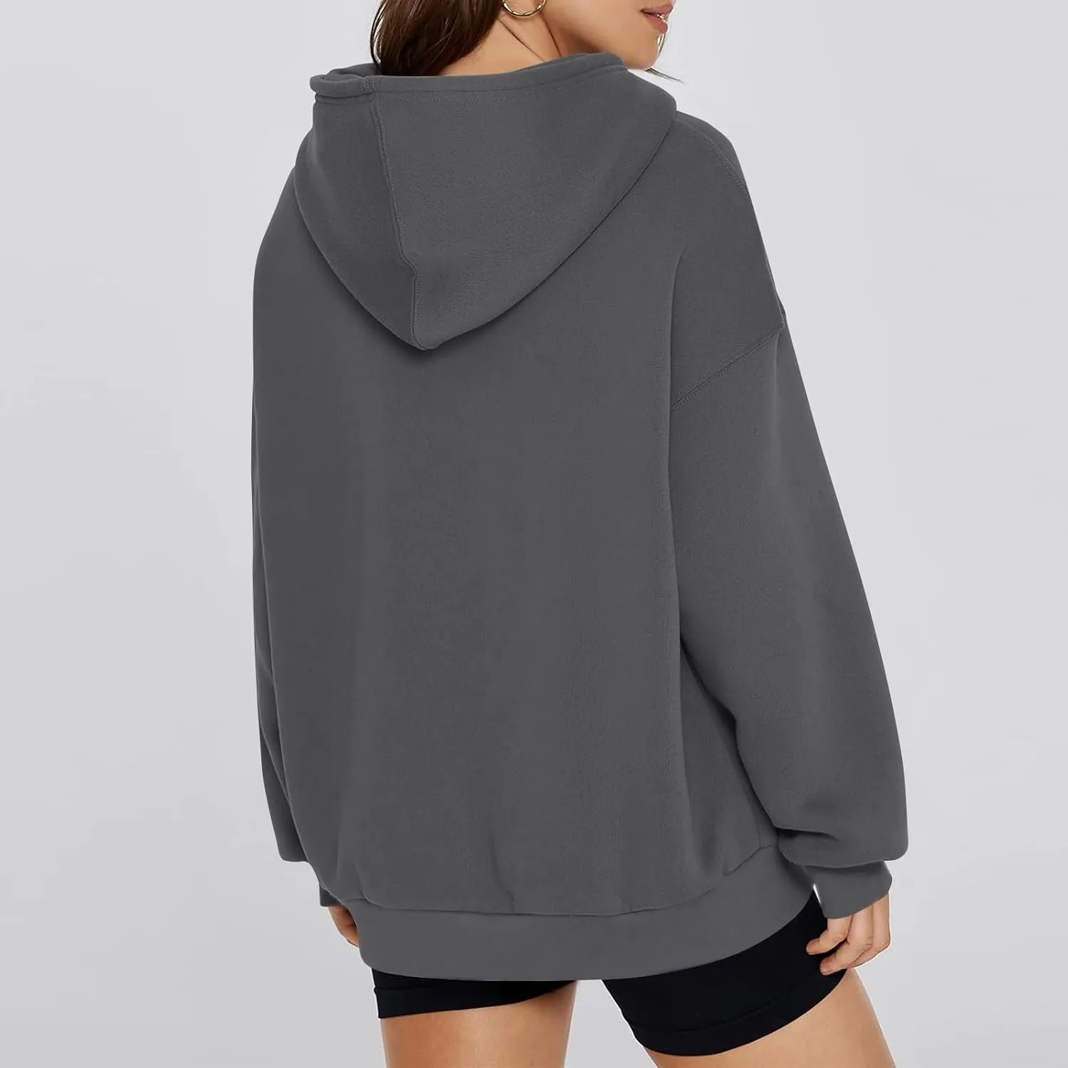 Women Oversized Hoodie Fleece Y2K Hoodie with Kangaroo Pockets Casual Fall Sweatshirts Long Sleeve Preppy Sweatshirt