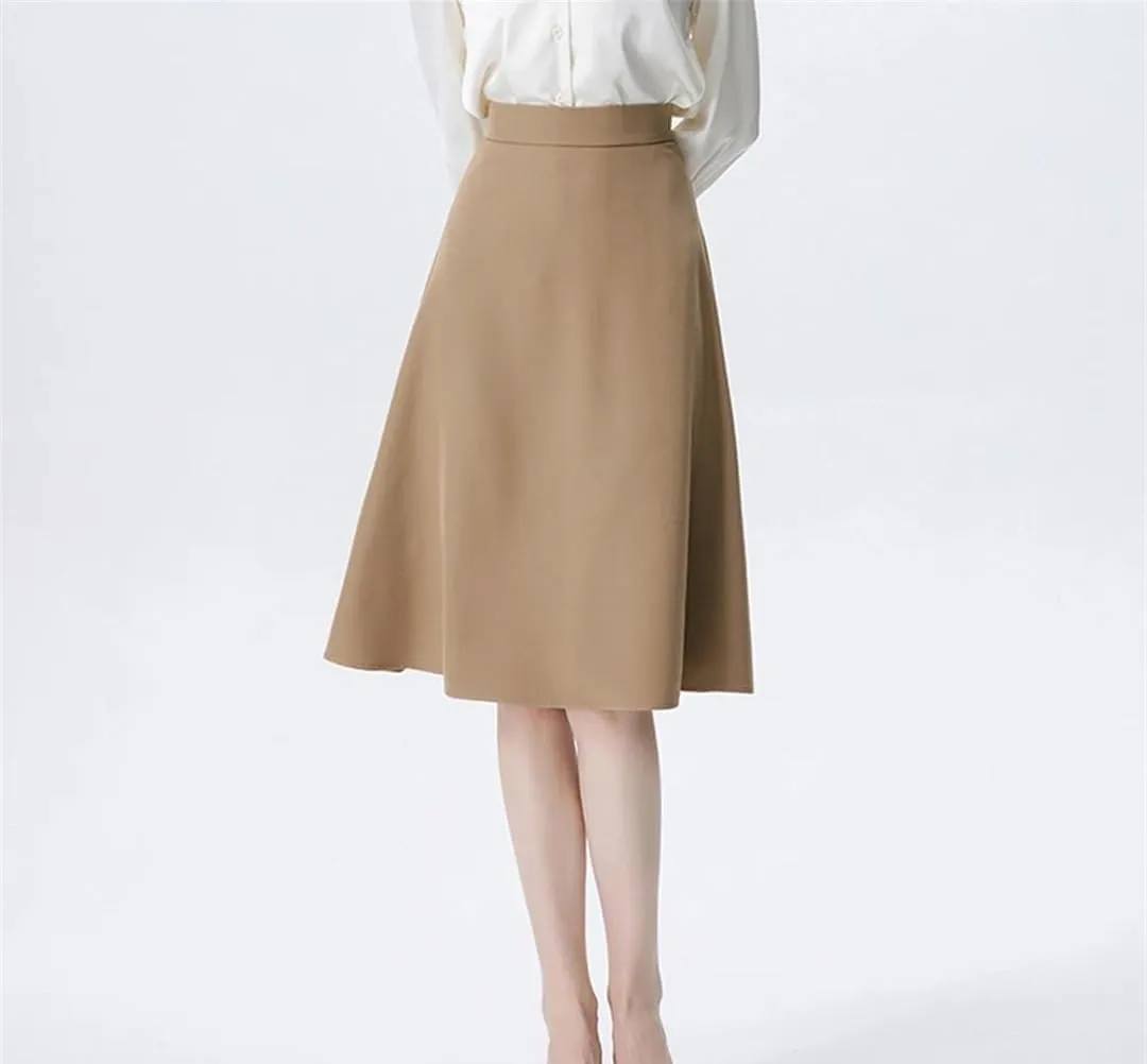 Women's A-Line Skirts High Waist Office Midi Skirt Ruffles Casual Skirt