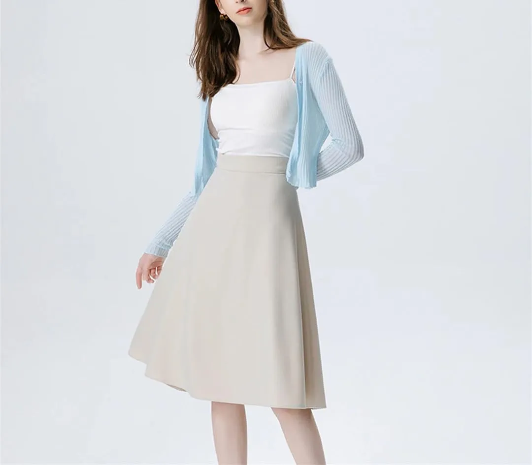 Women's A-Line Skirts High Waist Office Midi Skirt Ruffles Casual Skirt