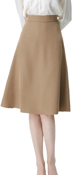 Women's A-Line Skirts High Waist Office Midi Skirt Ruffles Casual Skirt