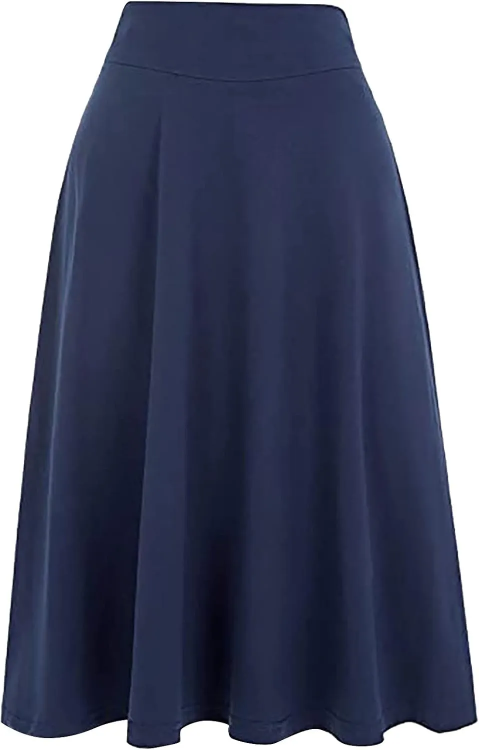 Women's Elastic High Waist Midi Skirt Solid Color Casual Skirt Plus Size Loose Beach Skirt with Pockets