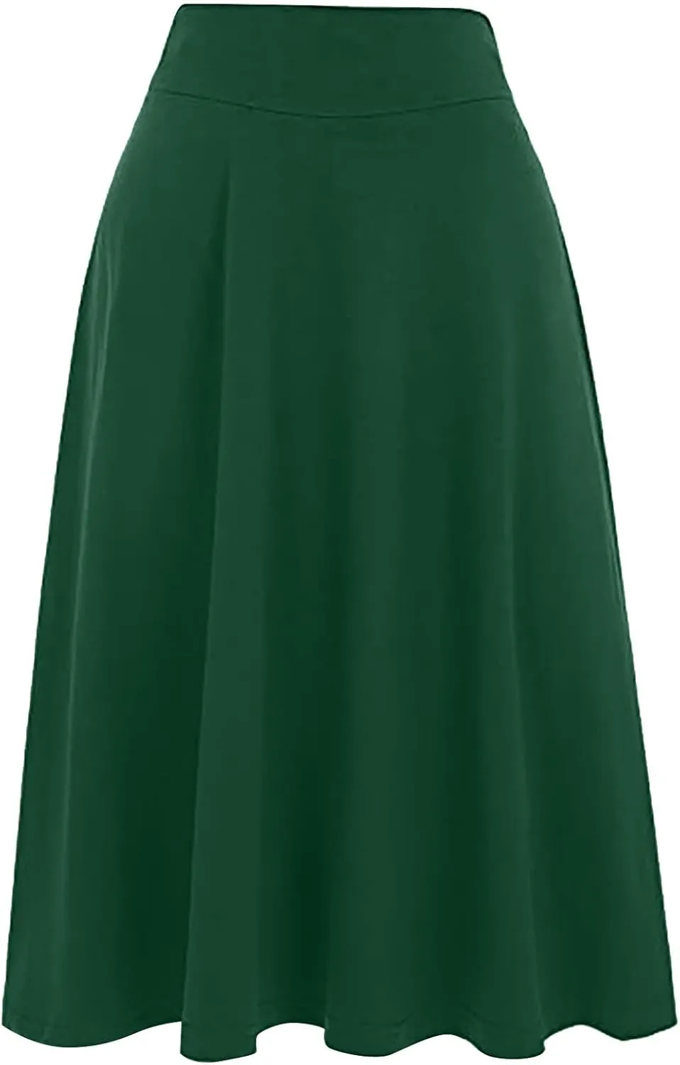Women's Elastic High Waist Midi Skirt Solid Color Casual Skirt Plus Size Loose Beach Skirt with Pockets