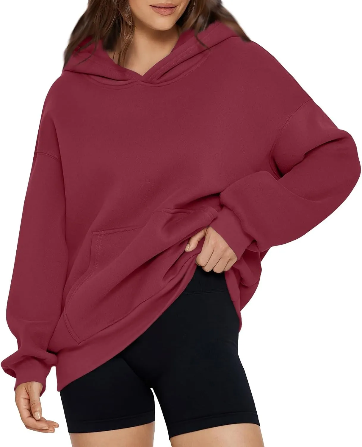 Women'S Fashion Hoodies & Sweatshirts 2024 Fall Drop Shoulder Pullover Sweaters Long Sleeve Tops With Pocket