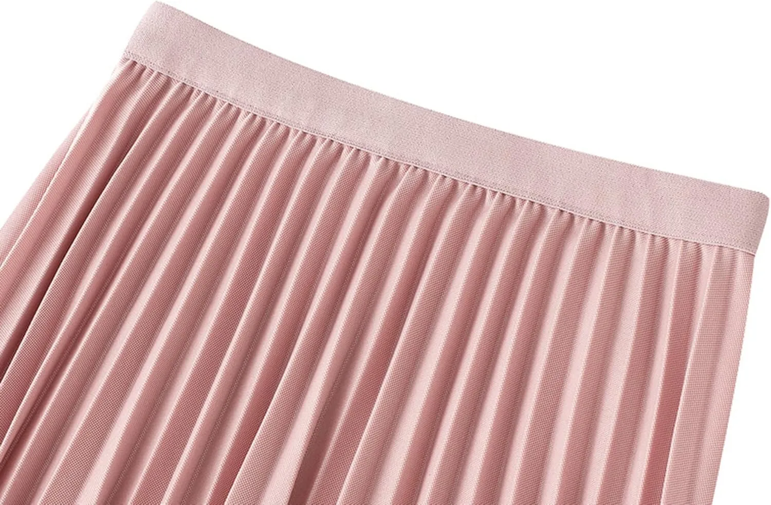 Womens High Elastic Waist Pleated Midi Skirt Chic Flowy Swing Long A-line Skirt