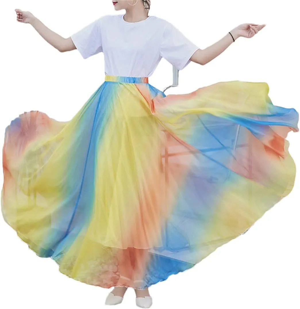 Women's High Waist Boho Floral Maxi Skirt Casual Flowy Swing Pleated A Line Beach Long Skirts