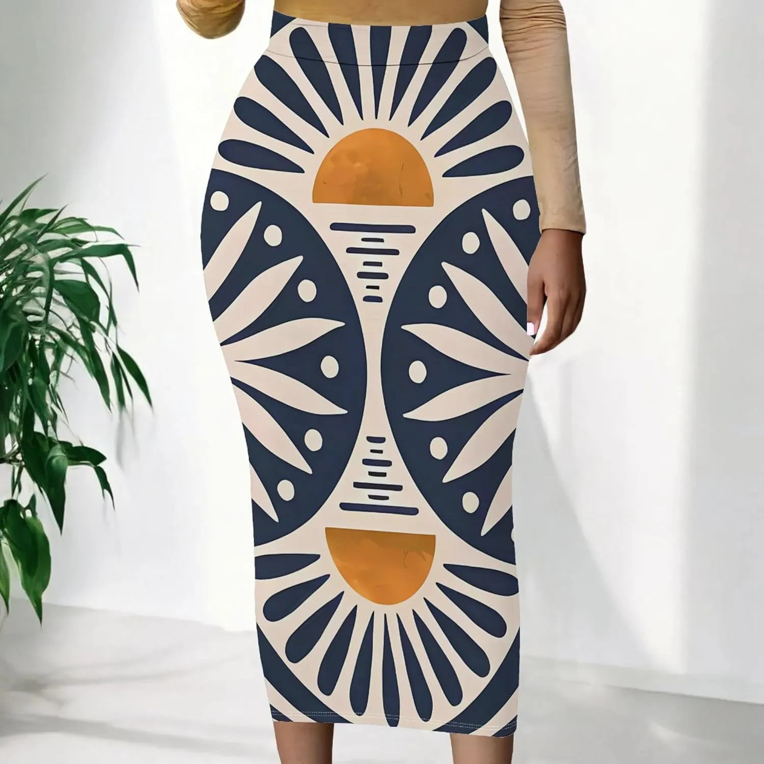 Women's High Waist Stretch Party Club Night Out Maxi Long Pencil Skirts Office Work Below Knee Bodycon for Business Casual