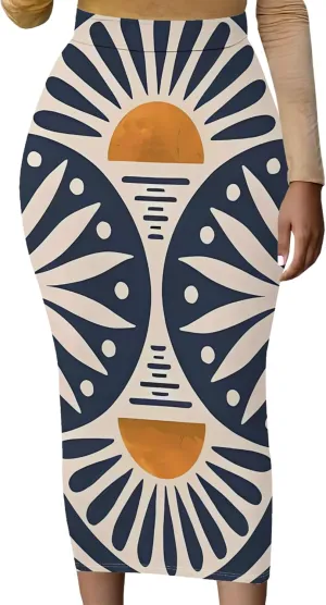 Women's High Waist Stretch Party Club Night Out Maxi Long Pencil Skirts Office Work Below Knee Bodycon for Business Casual